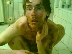 Gay shit himself and eats poop